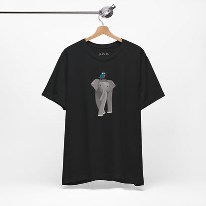 Elephant with Kingfisher Bird Birding & Birdwatching T-Shirt