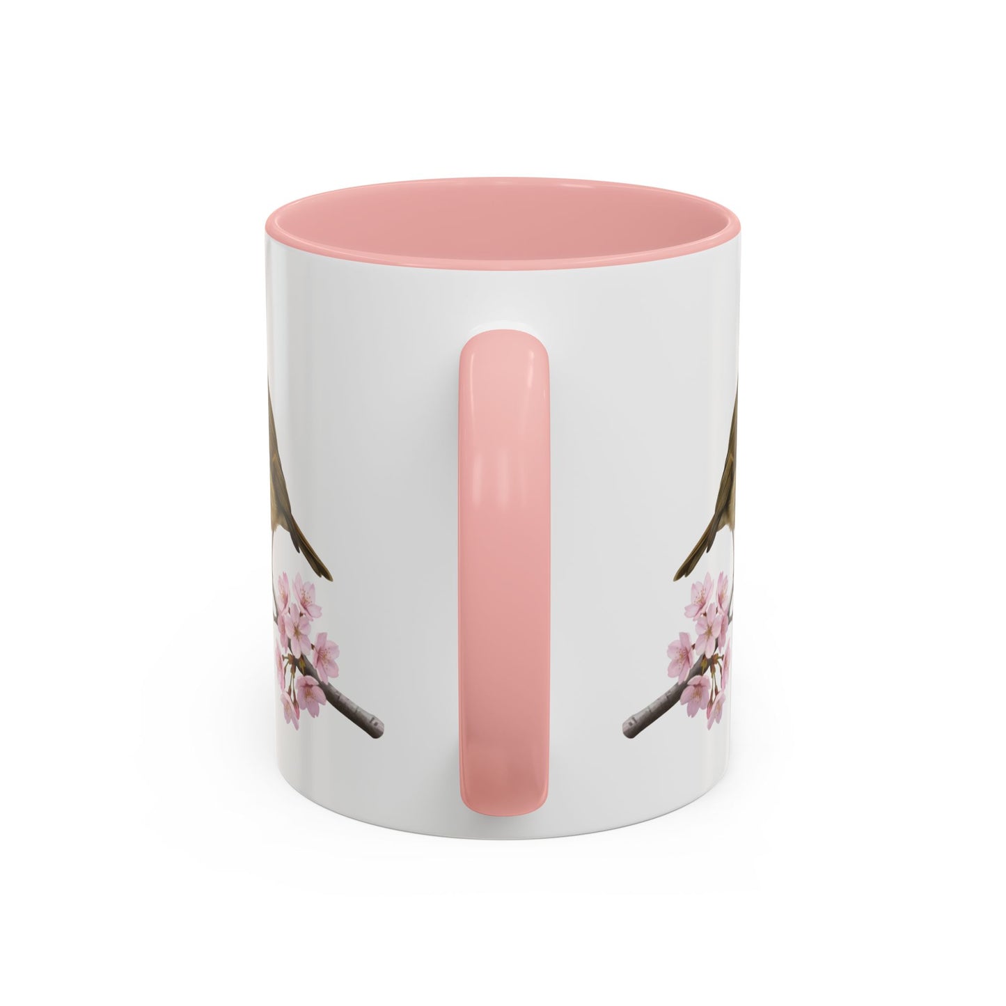 Rotkehlchen Tasse mit Kirschblüten | Rosa Keramiktasse für Vogelfreunde