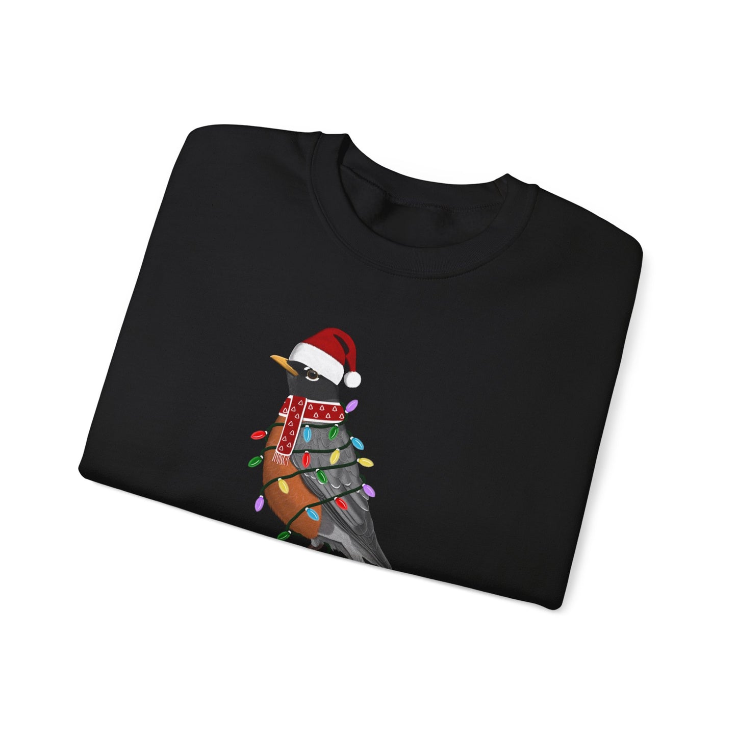 Robin with Fairy Lights Santa Claus Christmas Bird Sweatshirt