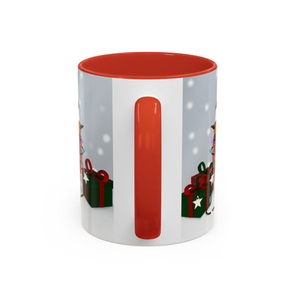 European Robin with Christmas Hat and Scarf Snow Bird Coffee Mug