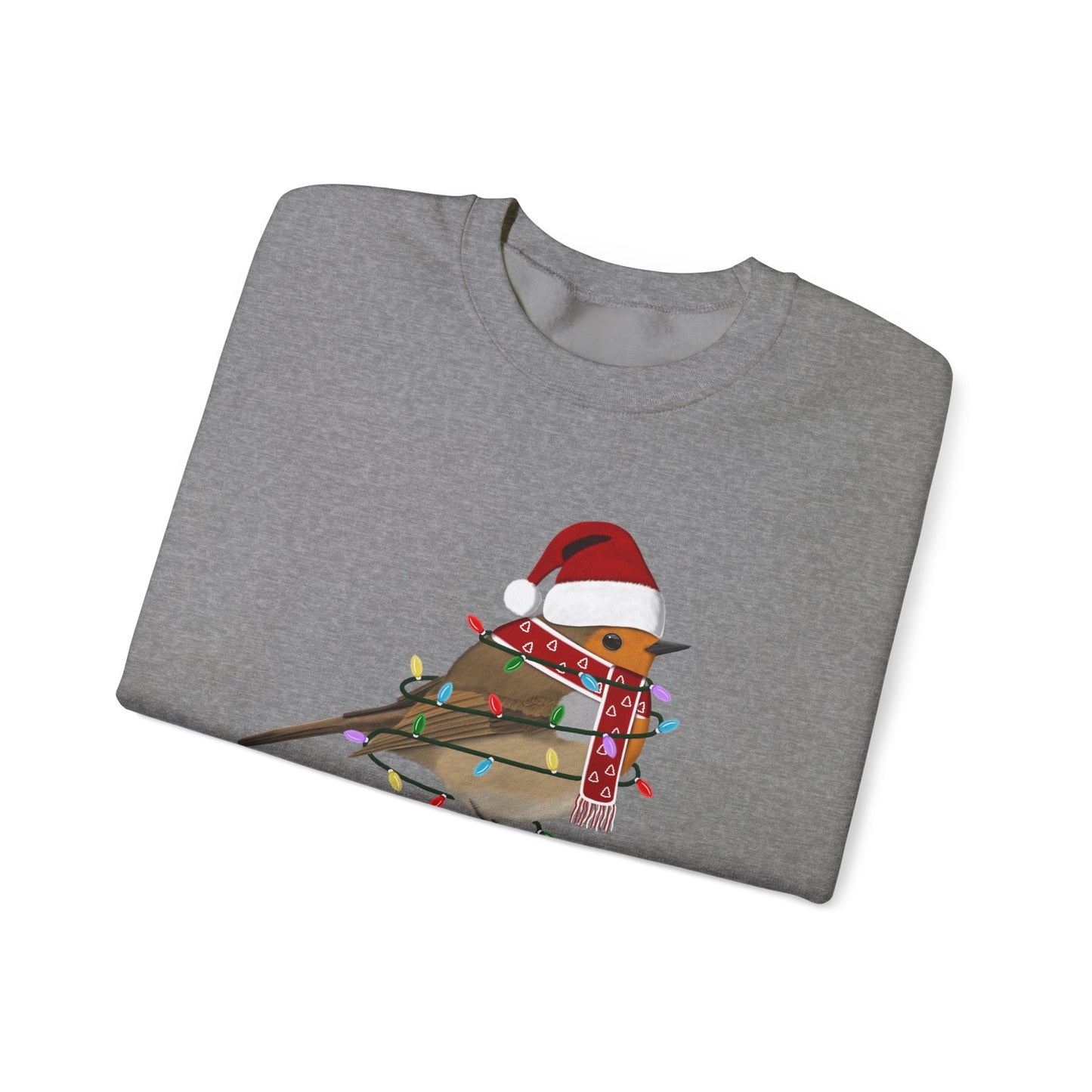 European Robin with Fairy Lights Santa Claus Christmas Bird Sweatshirt