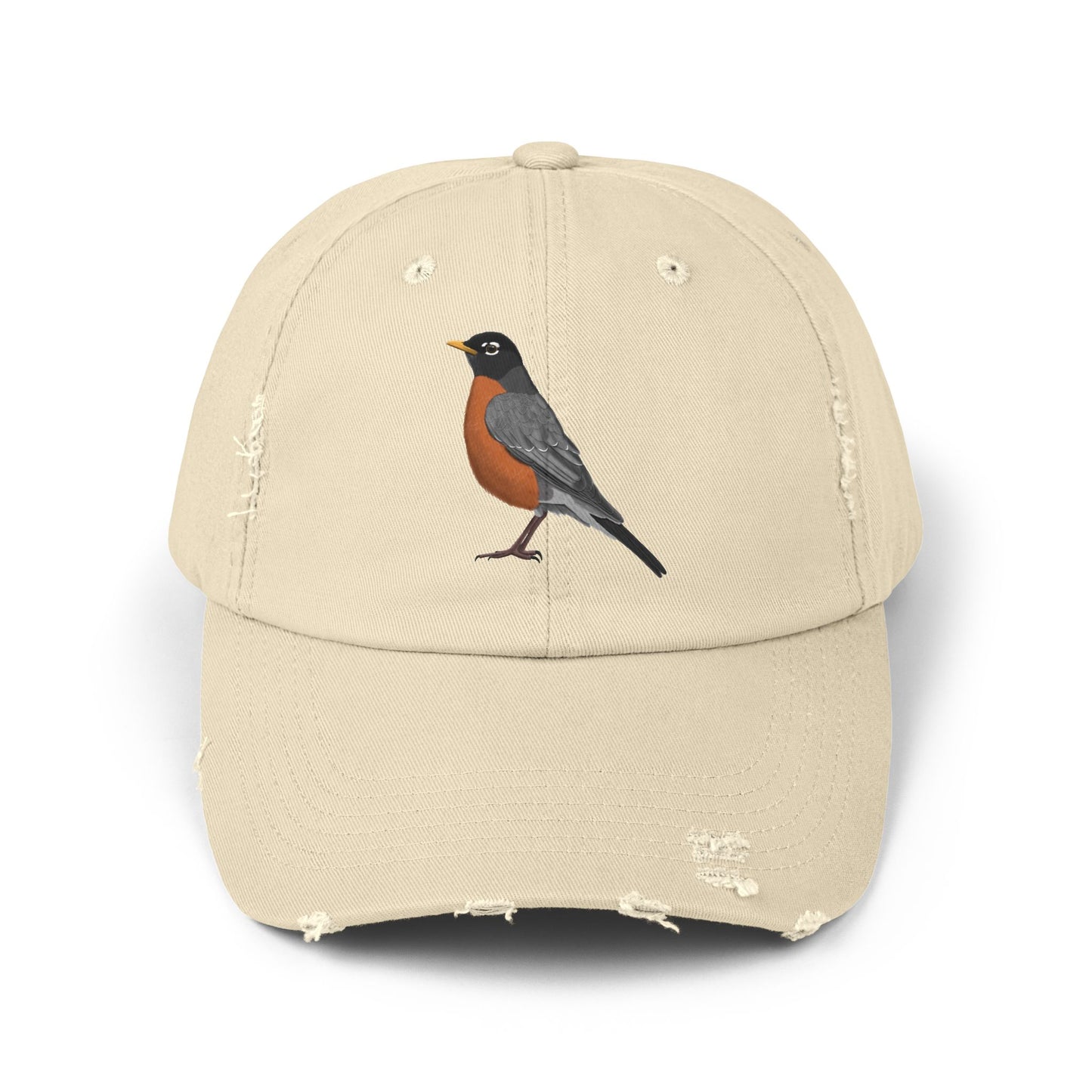 American Robin Bird Art Distressed Cap