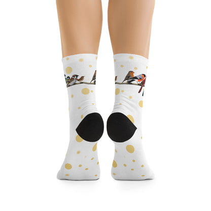 Garden Birds Blue Jay Cardinal Bullfinch Birding & Birdwatching Bird Socks White Golden Dots