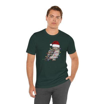 Owl with Fairy Lights Christmas Bird T-Shirt