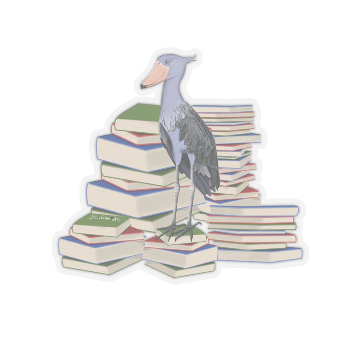 Shoebill Bird and Books Birdlover Bookworm Sticker