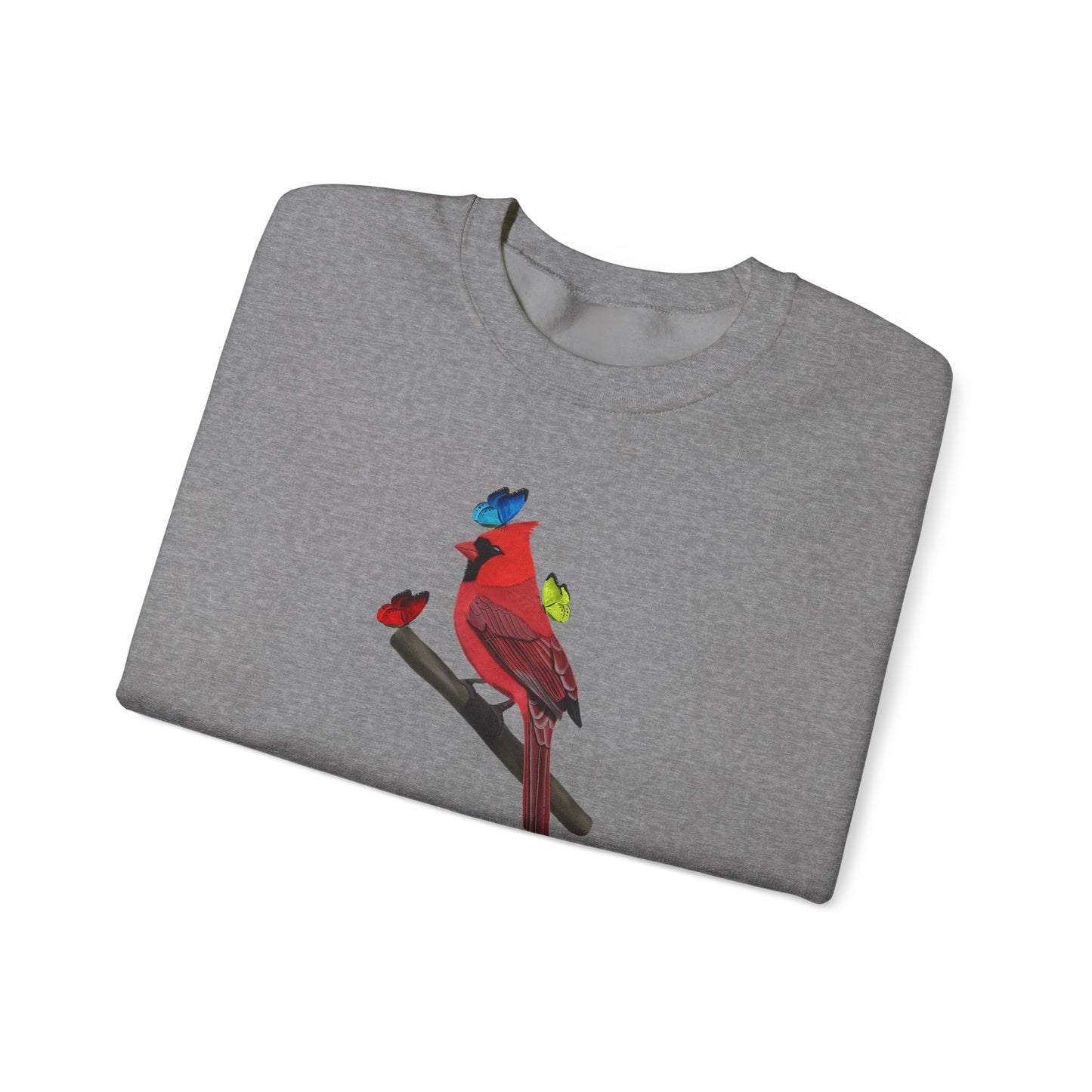 Cardinal with Butterflies Bird Birding & Birdwatching Sweatshirt