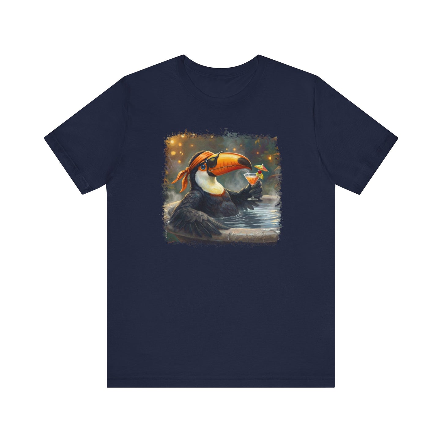 Funny Toucan T-Shirt | Bird with Sunglasses & Drink | Unisex Summer Tee