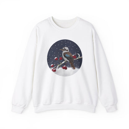 Kookaburra on a Winter Branch Birdwatcher Christmas Bird Sweatshirt