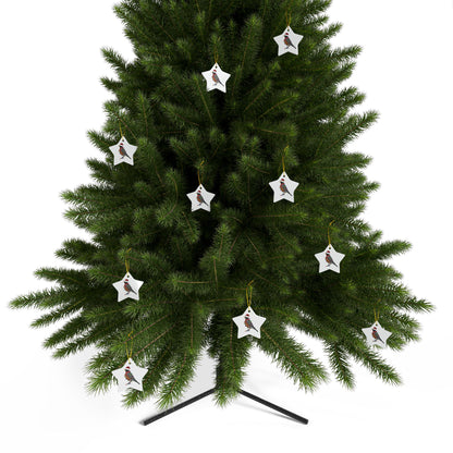 American Robin as Santa Ceramic Bird Christmas Ornament | Durable Double-Sided Bird Lover Decor