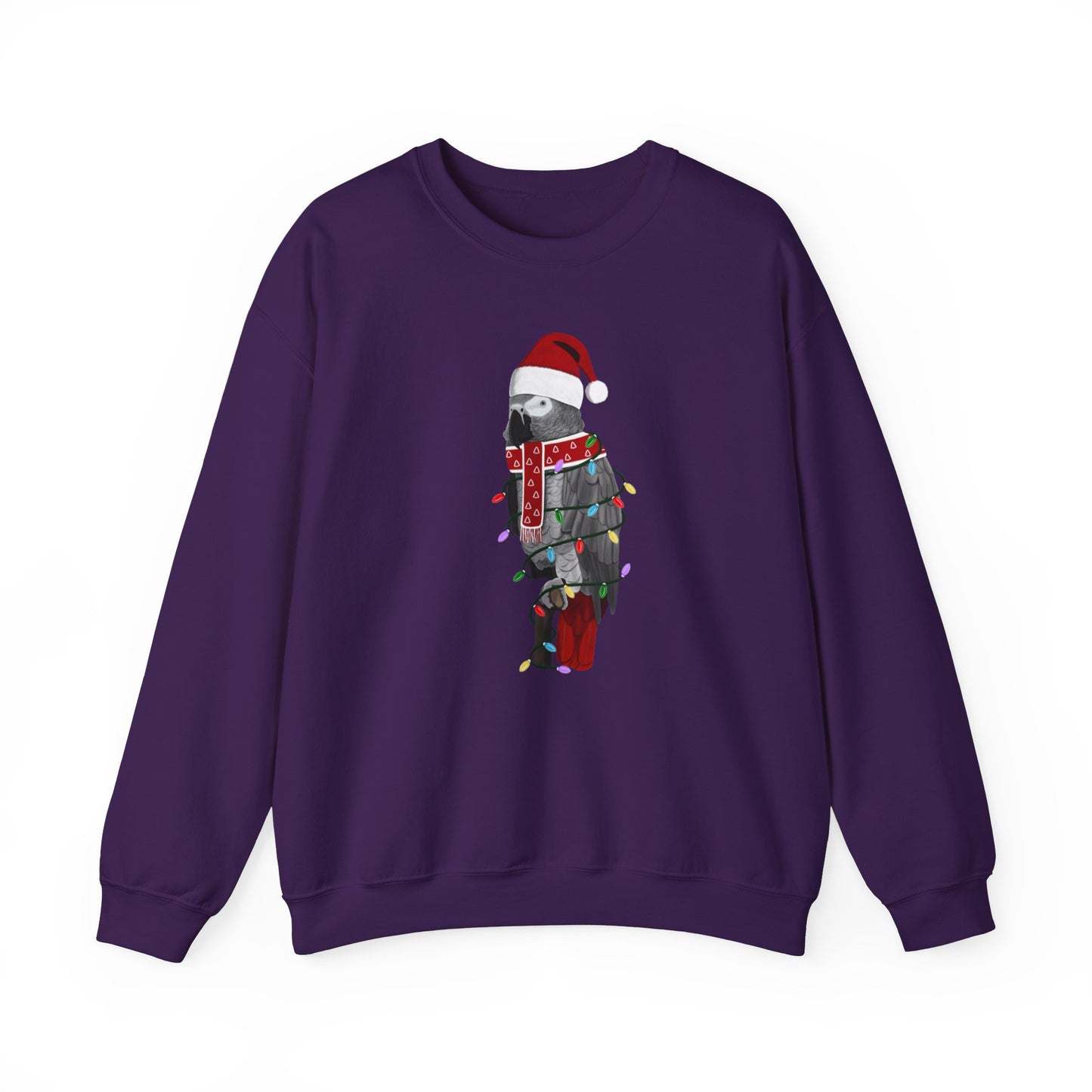 Grey Parrot with Fairy Lights Santa Claus Christmas Bird Sweatshirt