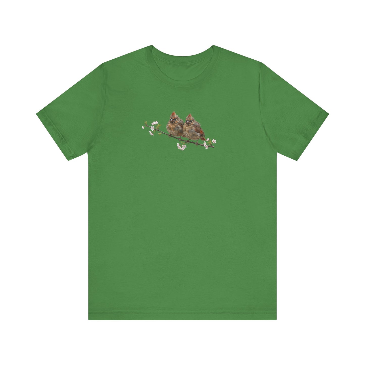Cardinal Fledgling T-Shirt | Spring Blossoms Unisex Graphic Tee for Bird Watchers