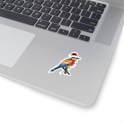 Bee-Eater with Fairy Lights Santa Claus Hat and Scarf Christmas Bird Sticker