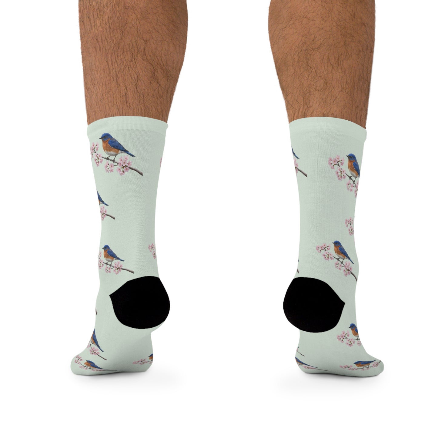 Bluebird & Cherry Blossom Socks Sage Green | Birdwatching Apparel – Accessories,
