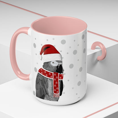 Grey Parrot Christmas Bird Coffee Mug