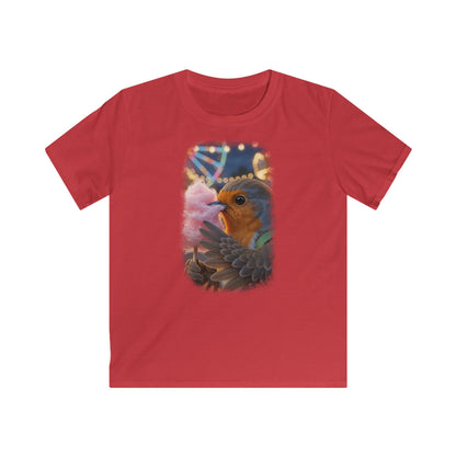 Premium Kinder T-Shirt Rosi Rotkehlchen isst Zuckerwatte auf der Kirmes