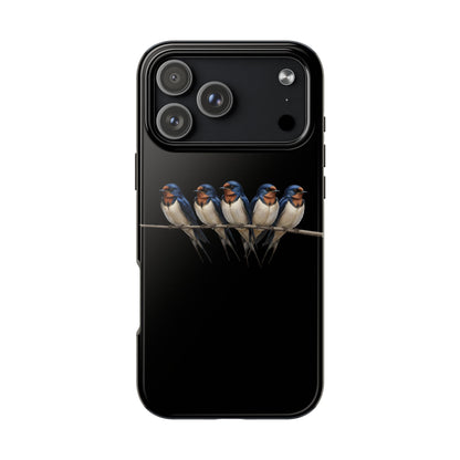 ツバメの二層式iPhoneケース（鳥のアート入り） – 鳥類学者や鳥好きの方へのプレゼントに最適