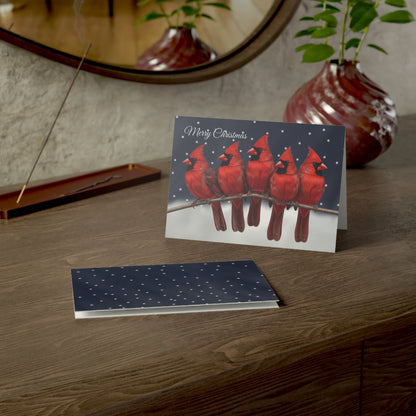 Cardinals Bird Art Premium Christmas Card 7x5" | Double-Sided Matte Holiday Greeting