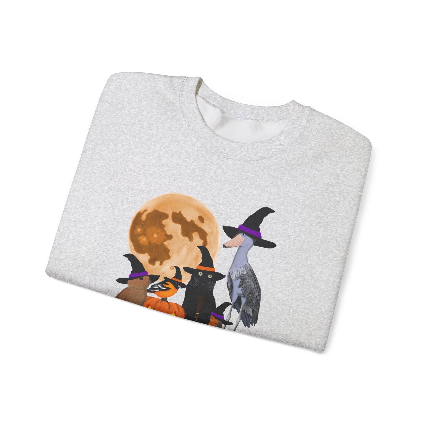 Oriole Robin Shoebill Rabbit with Cat and Bunny Halloween Bird Sweatshirt