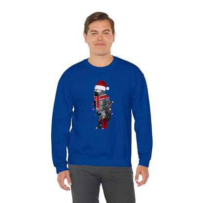 Grey Parrot with Fairy Lights Santa Claus Christmas Bird Sweatshirt