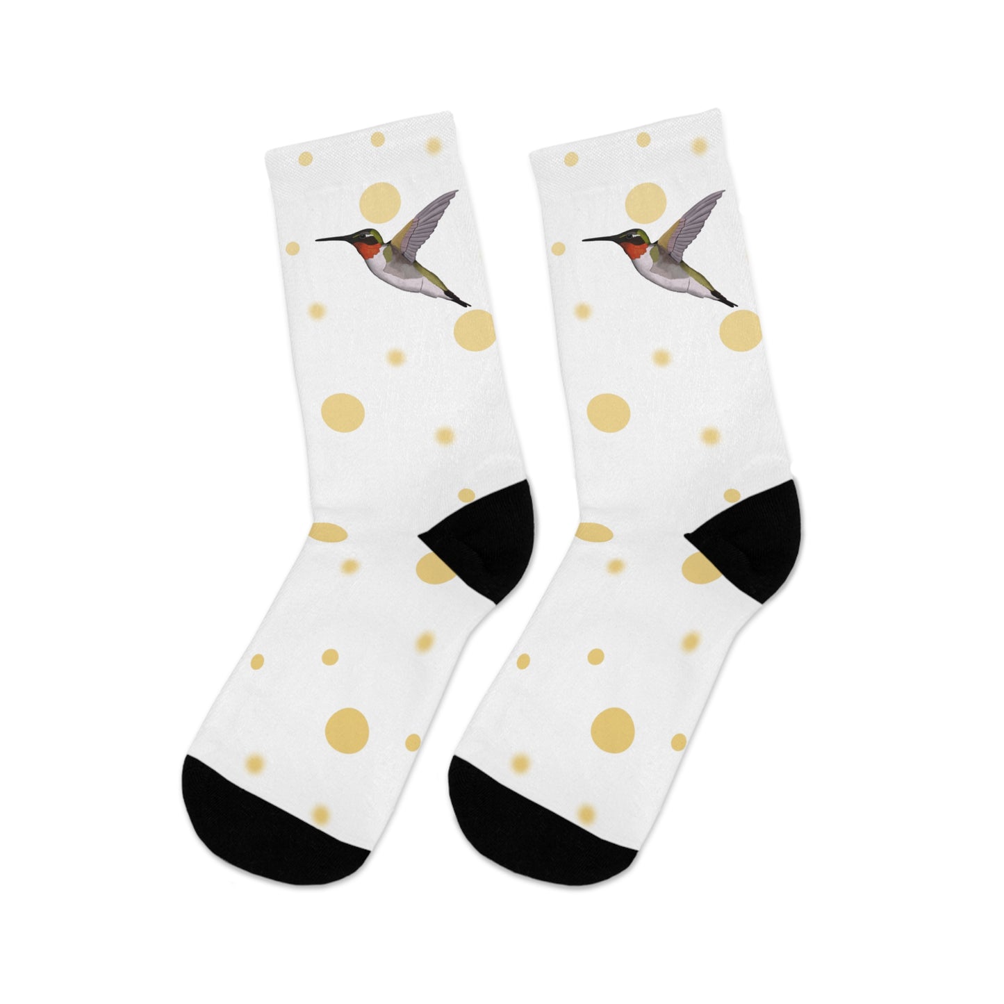 Hummingbird with Golden Dots Birding & Birdwatching Bird Socks White