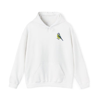 Blaumeise Hoodie – Kuscheliger Kapuzenpullover mit kleinem Gartenvogel-Motiv