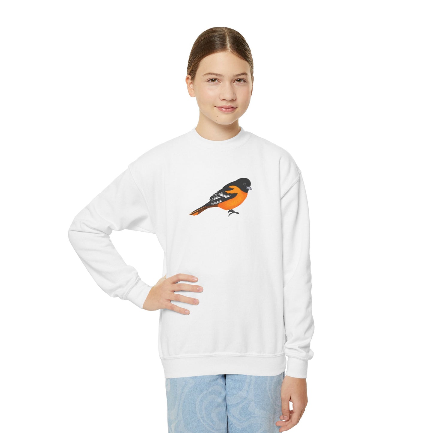 Baltimore Oriole Bird Birdwatching Youth Crewneck Sweatshirt