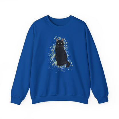 Black Cat with Green Dots Cat Lover Sweatshirt