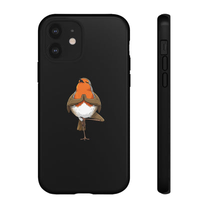 Rotkehlchen Yoga Premium Handyhülle – Doppelt Geschützt & Rundum Bedruckt Schwarz