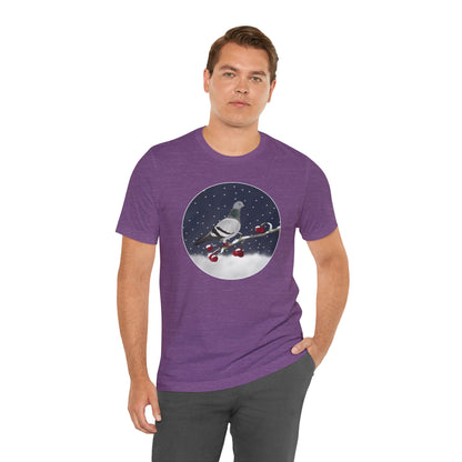 Pigeon on a Winter Branch Birdwatcher Christmas Bird T-Shirt