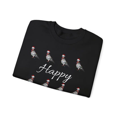 Pigeon as Santa with Hat Scarf and Fairy Lights Happy Holidays Birdwatcher Christmas Bird Sweatshirt