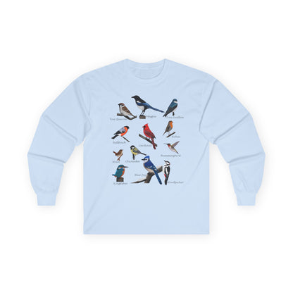 Blue Jay Cardinal Robin Hummingbird Birdwatching Cotton Long Sleeve T-Shirt