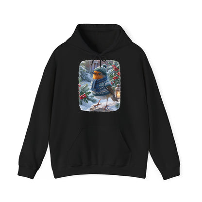 Premium Hoodie Rosi Rotkehlchen im kuscheligen Winter-Outfit