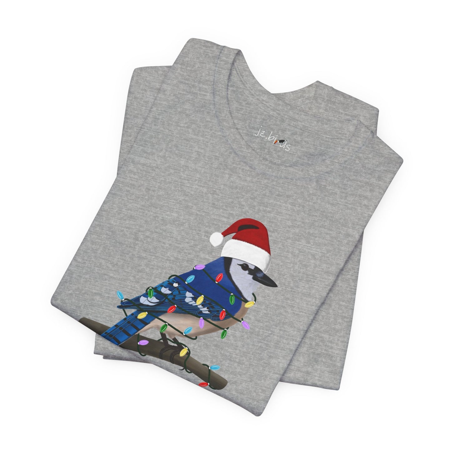 Blue Jay with Fairy Lights Christmas Bird T-Shirt