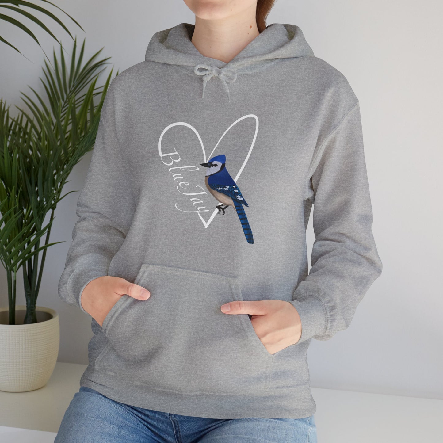 Blue Jay Heart Bird Birdwatching Birdlover Hoodie