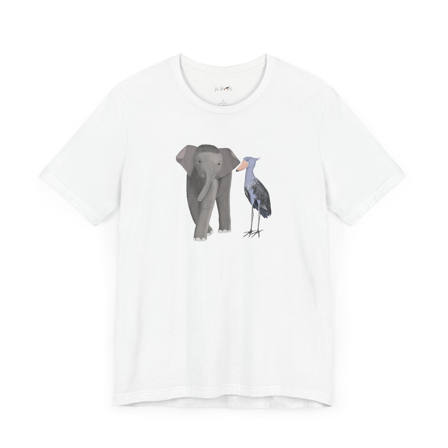 Elephant with Shoebill Bird Birding & Birdwatching T-Shirt