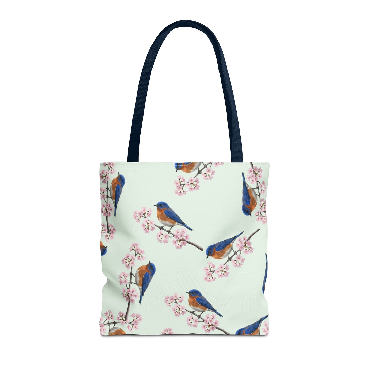 Bluebird & Cherry Blossom Tote Bag Sage Green | Birding Birdwatcher Accessory – Accessories, Bags