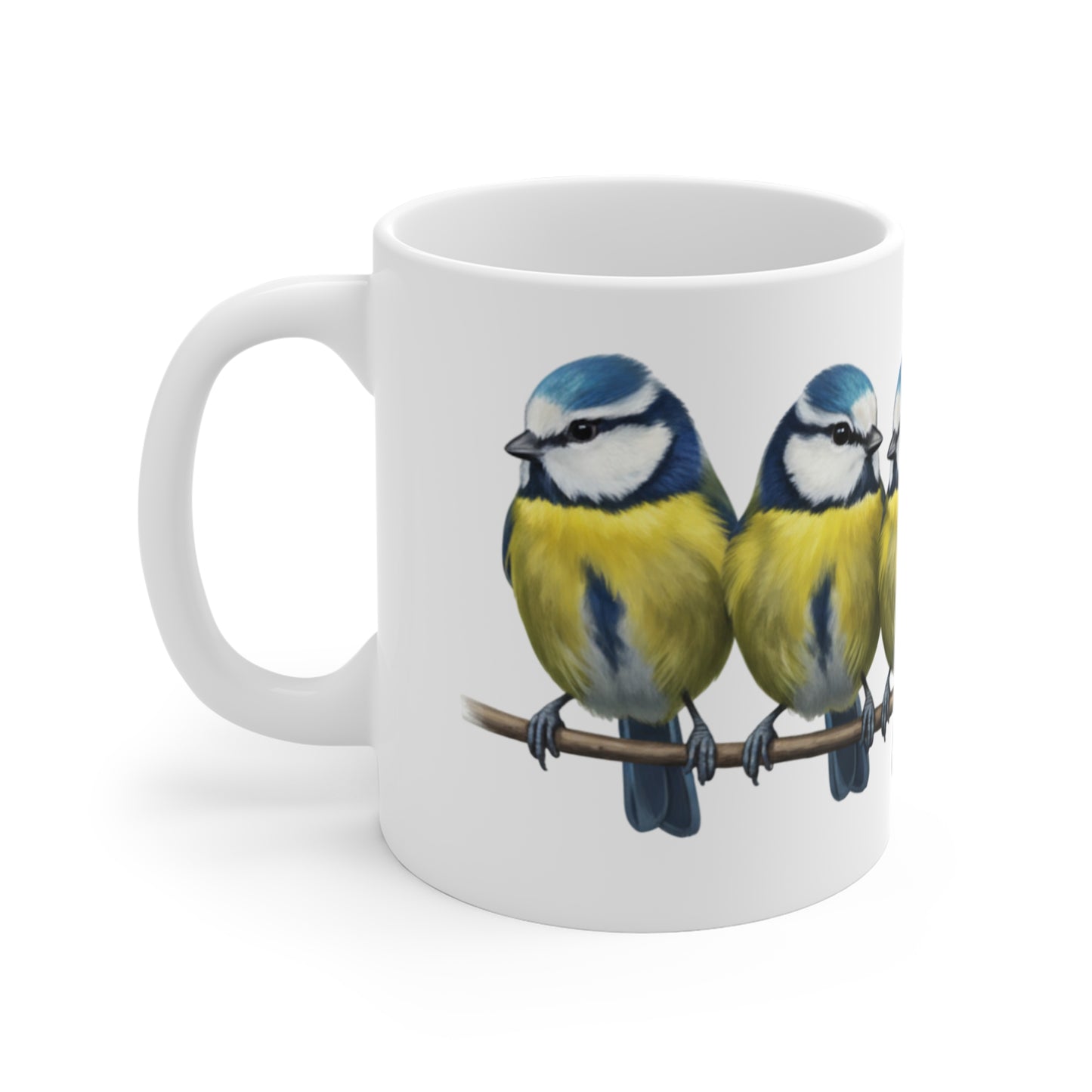 Blaumeisen Tasse Vögel auf einem Ast Vogelmotiv für Vogelbeobachter und Vogelfreunde