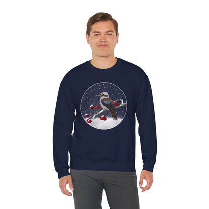 Kookaburra on a Winter Branch Birdwatcher Christmas Bird Sweatshirt