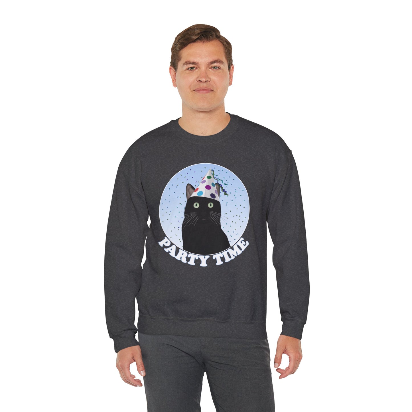 Black Cat Celebrating Party Time Cat Lover Sweatshirt