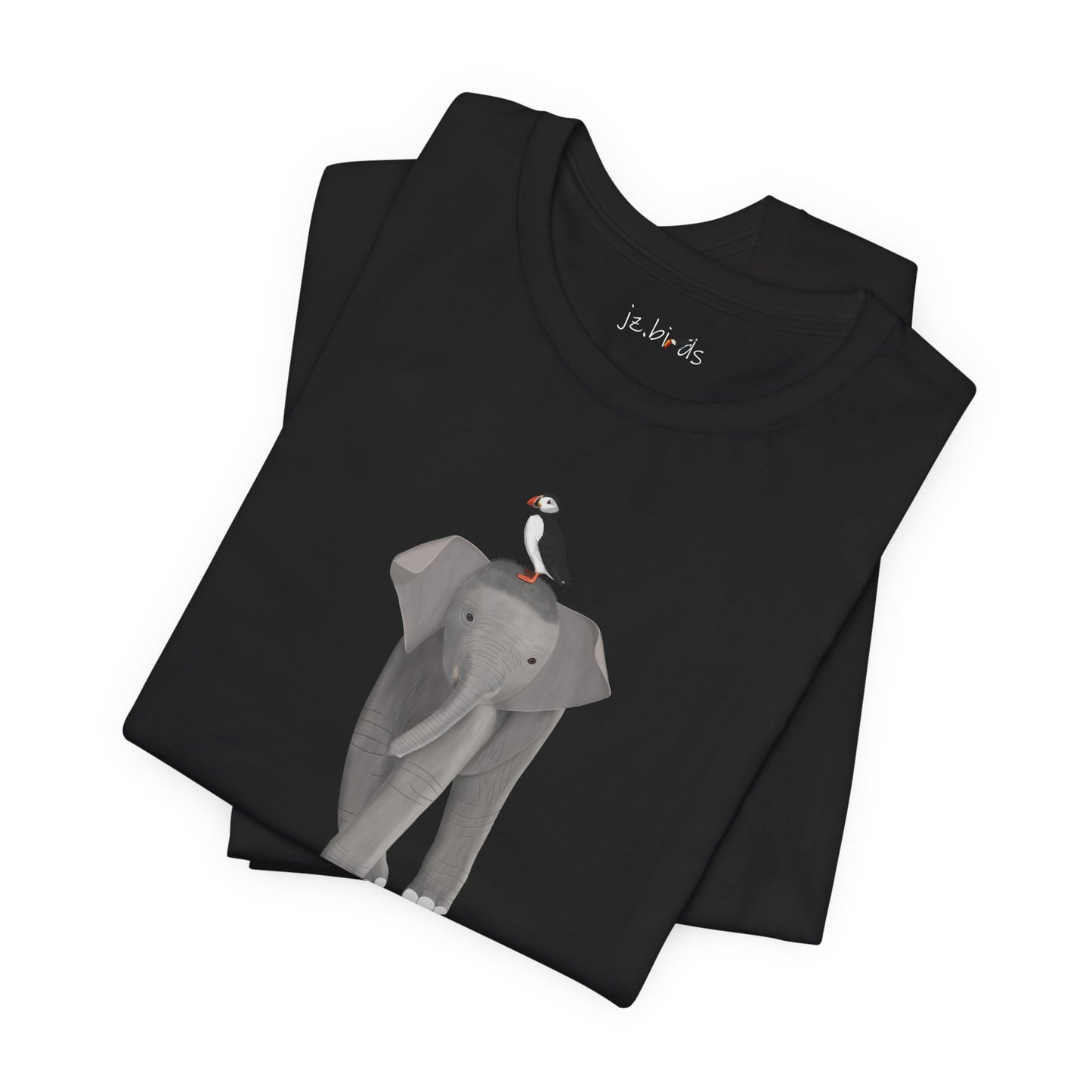 Elephant with Puffin Bird Birding & Birdwatching T-Shirt