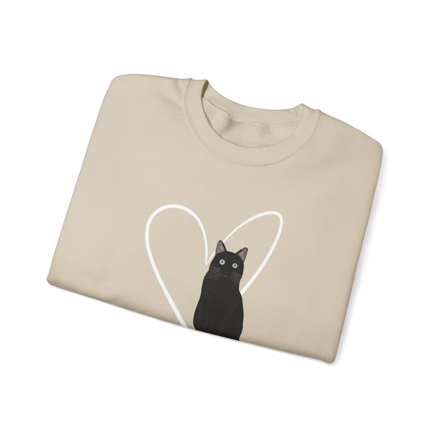 Black Cat with Heart Cat Lover Valentine's Day Sweatshirt