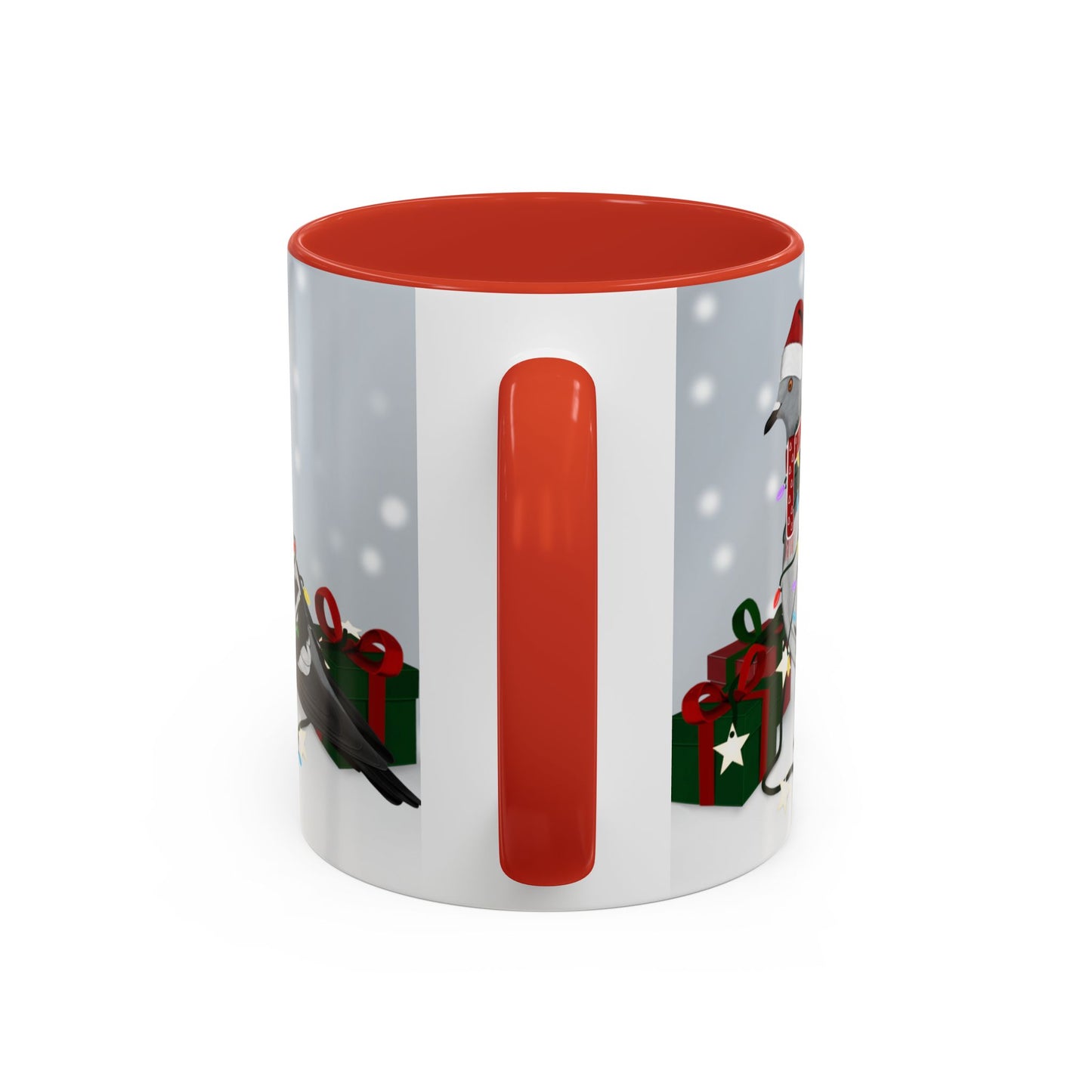 Pigeon with Christmas Hat and Scarf Snow Bird Coffee Mug