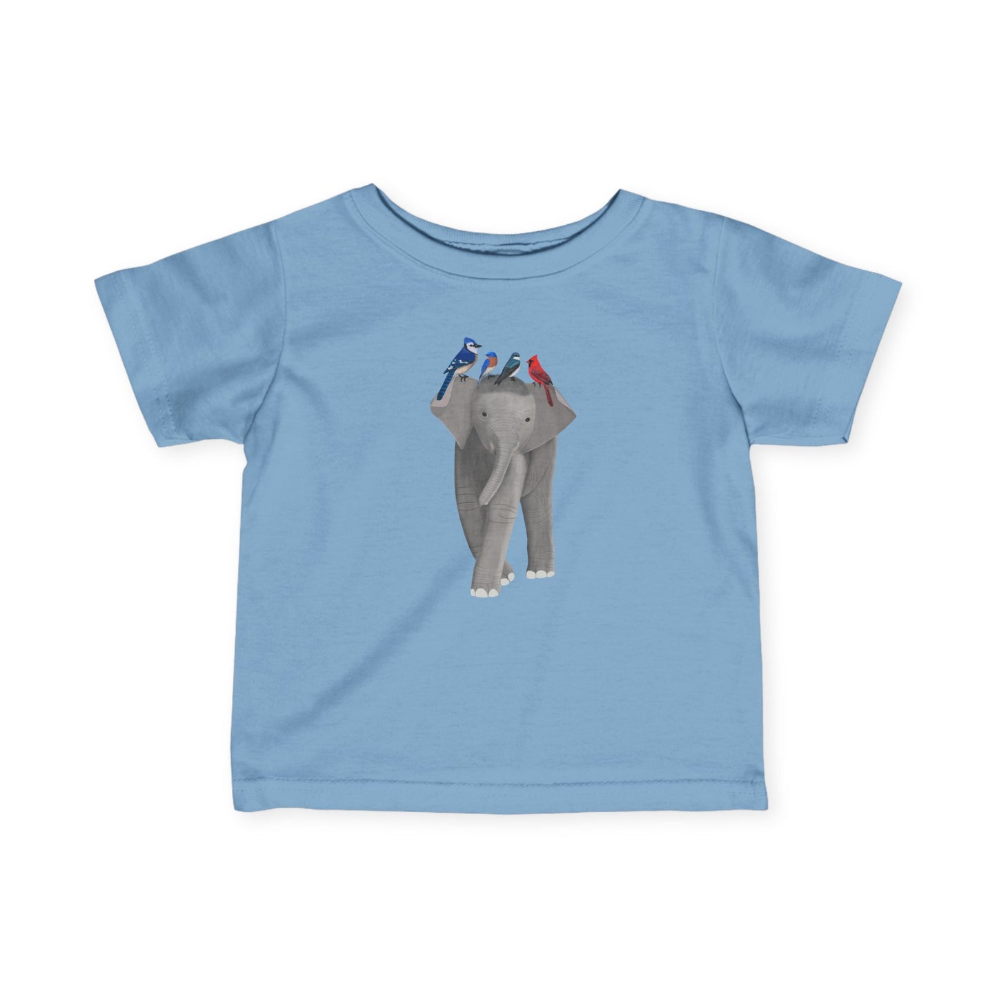 Elephant with Blue Jay Bluebird Caridnal Tree Swallow Bird Baby & Toddler T-Shirt