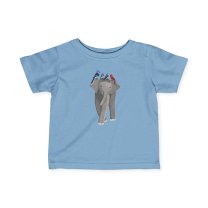 Elephant with Blue Jay Bluebird Caridnal Tree Swallow Bird Baby & Toddler T-Shirt