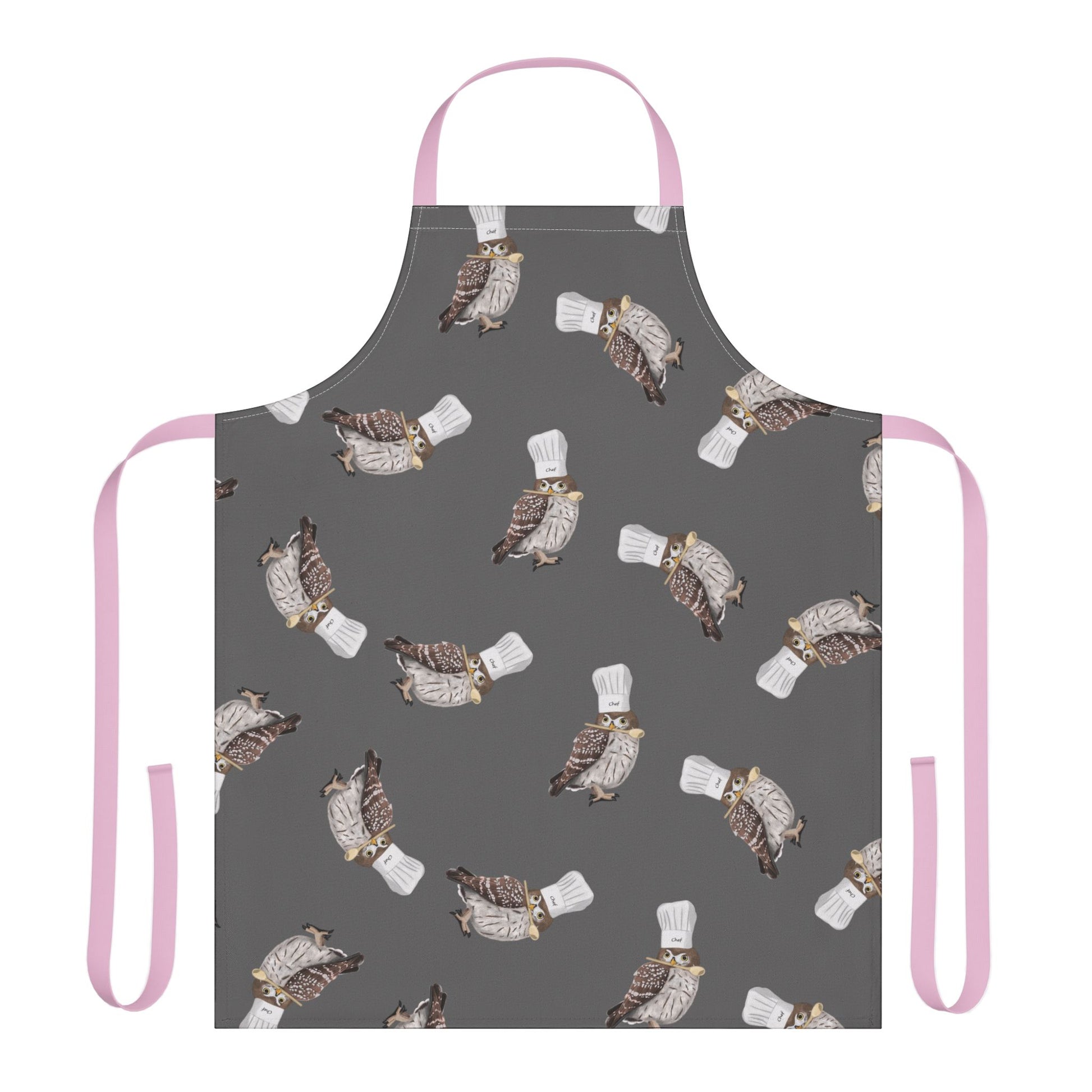 Little Owl Chef Apron Grey – Funny Bird Lover Cooking & BBQ Gift – Accessories,