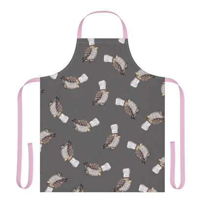 Little Owl Chef Apron Grey – Funny Bird Lover Cooking & BBQ Gift – Accessories,