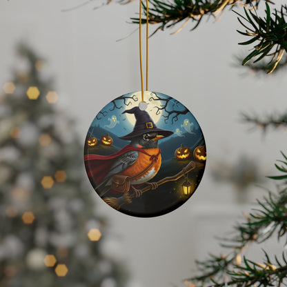 American Robin Halloween Ornaments, 2-Sided Witchy Bird Decor, Spooky Decorations, Halloween Gifts