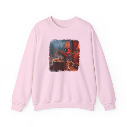 Cozy Rainy Day Coffee Sweatshirt – Vintage Cardinal with Guitar Graphic