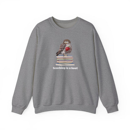 Cute Owl on Books Teacher Sweatshirt – Teaching is a Hoot – Cozy Back to School Aesthetic
