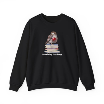 Cute Owl on Books Teacher Sweatshirt – Teaching is a Hoot – Cozy Back to School Aesthetic